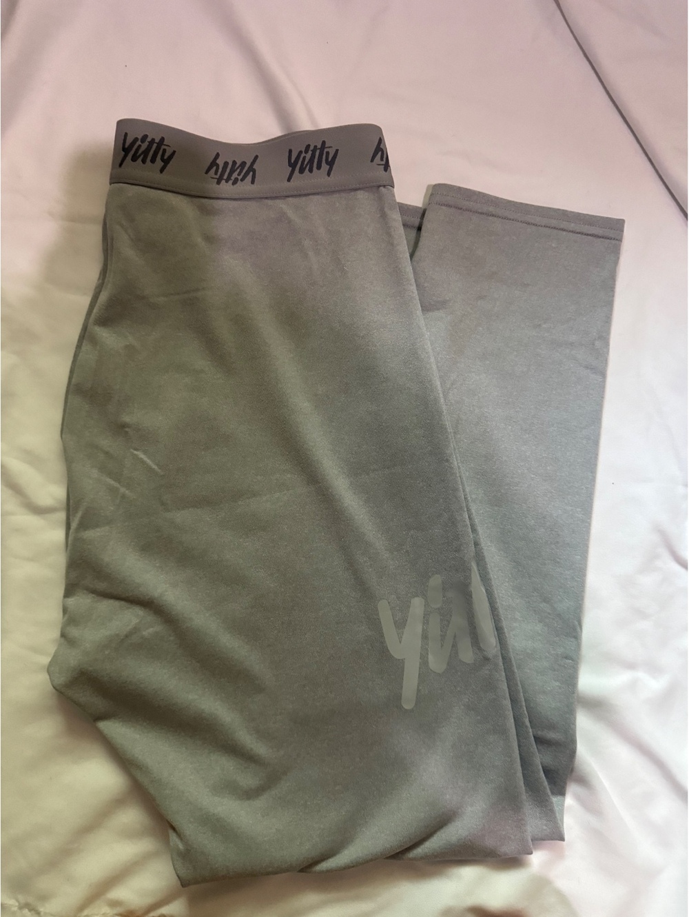 Yitty Heather Gray High Waist Leggings Women’s Athleisure Logo Waistband NWT